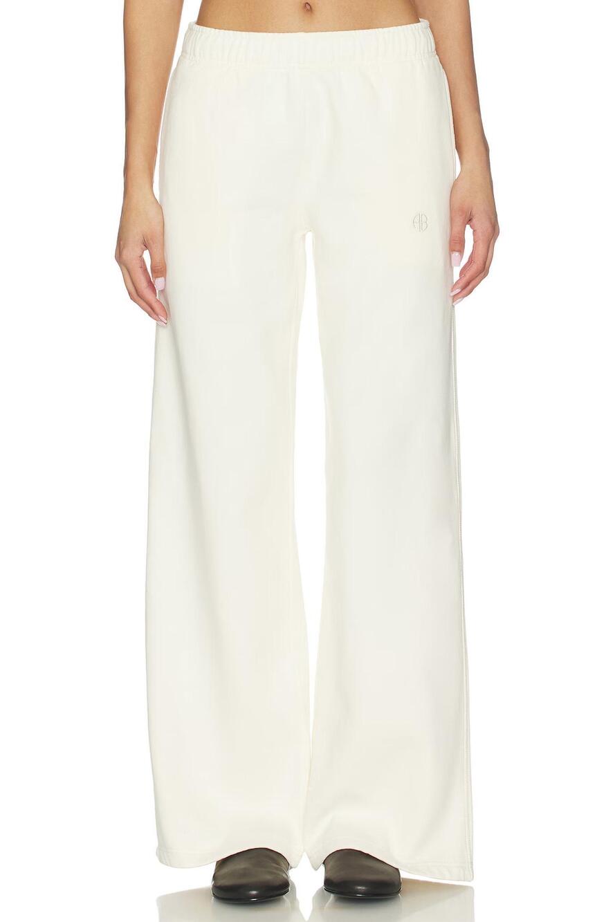 NEW ANINE BING kacey monogram sweatpants in cream